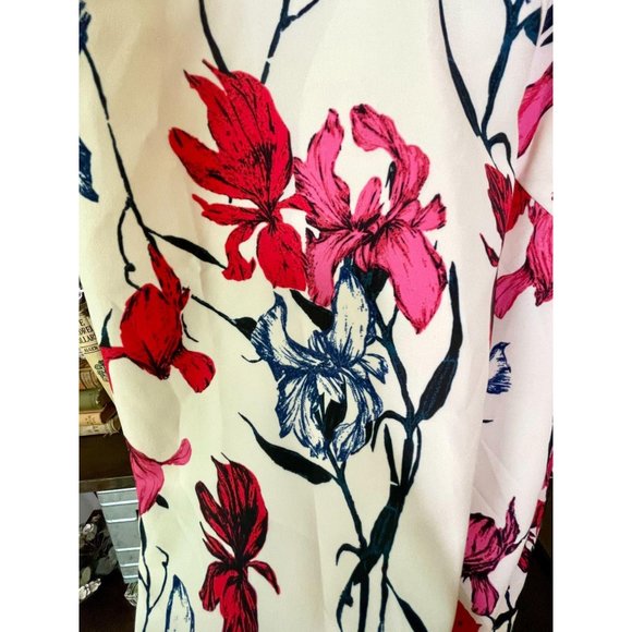 Thakoon 100% Silk Iris Print Cutout Mini Dress Ivory Red Floral Women's Size 4 - Picture 10 of 11